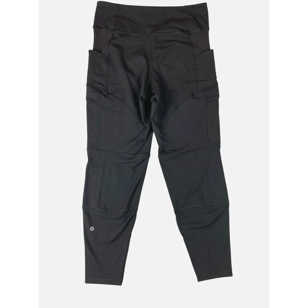 Lululemon Cargo Leggings Women’s 6 Black High Rise 26” Pocket Ankle Running Read